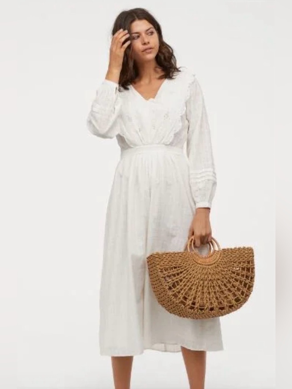 NWT, H&M White Cotton Dress, UK Size 14 is a US 10/12